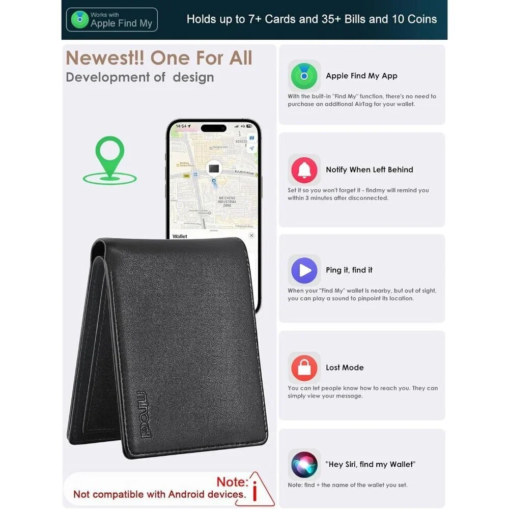 Men's Black Pu Leather Design Smart Bifold Blocking Wallet Card Classic